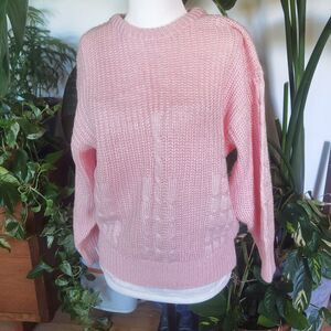 Candy Pink ESCALA Pearl Sheen 80s Vintage Sweater Oversized 90s Spring